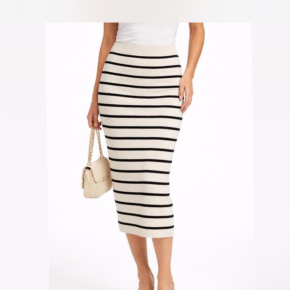 H&M Black and White Striped Pencil Skirt
